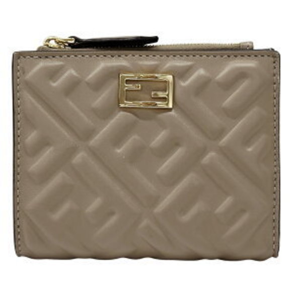 Fendi Zucca Wallet leather gray bifold beige - Picture 1 of 9